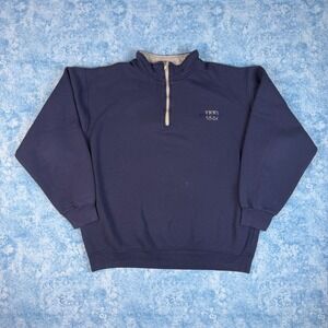 Vintage Wilson Pro 5000 Navy Blue 1/4 Zip Sweatshirt Sea-Land Service Inc Large